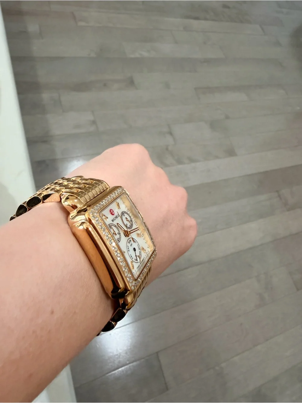 Michele Gold-Tone Diamond Accent Chronograph Bracelet Watch - Picture 5 of 14